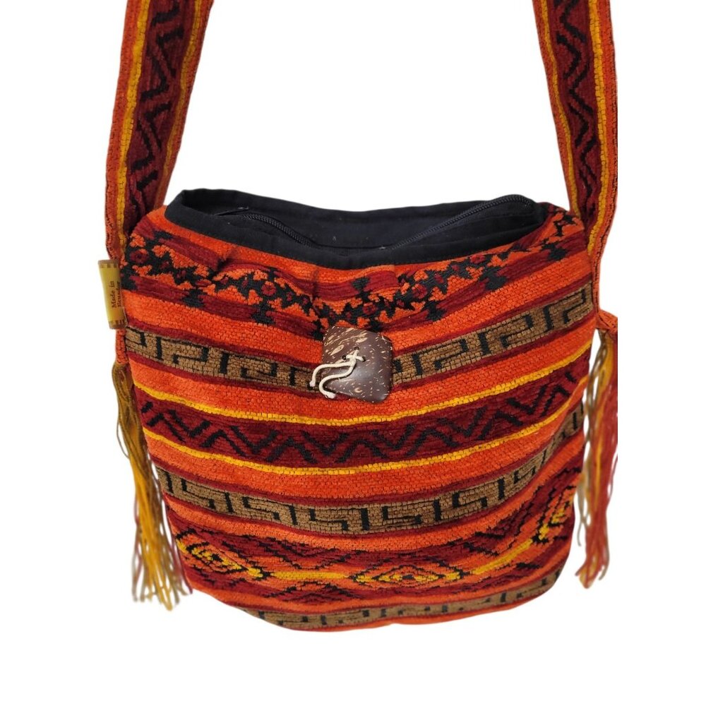 Rukuray Hippie Hobo Bag Boho Crossbody Woven Festival Art To Wear Tribal Y2K - Picture 3 of 14